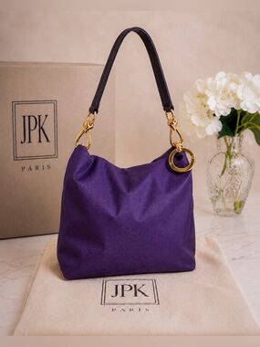 JPK Paris 75 Eggplant Purple Nylon & Leather Tote Shoulder Bag – New Without Tag